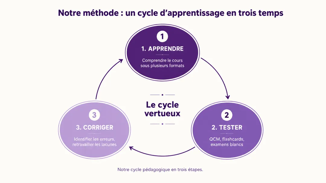 Cycle_vertueux_apprentissage Notre méthode : un cycle d'apprentissage en 3 temps